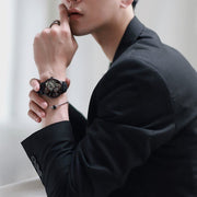  Shop Authentic Emporio Armani Meccanico Skeleton Black Dial Black Leather Strap Watch For Men - AR60046 - Luxxuri