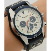  Shop Authentic Fossil Coachman Chronograph White Dial Blue Leather Strap Watch for Men - CH3051 - Luxxuri