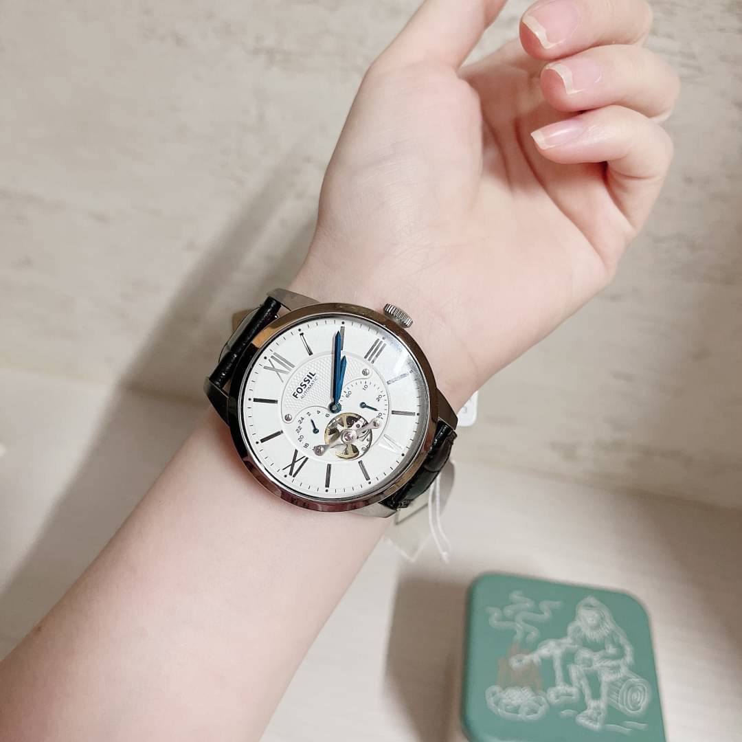  Shop Authentic Fossil Townsman Automatic Chronograph White Dial Blue Leather Strap Watch for Men - ME3167 - Luxxuri