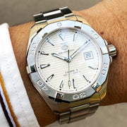  Shop Authentic Tag Heuer Aquaracer Automatic White Dial Silver Steel Strap Watch for Men - WAY2111.BA0928 - Luxxuri