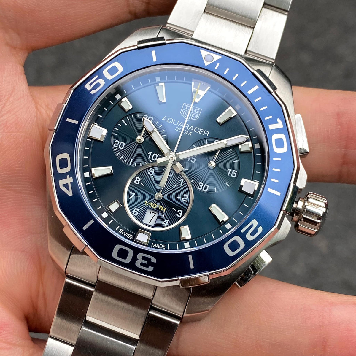  Shop Authentic Tag Heuer Aquaracer Blue Dial SIlver Steel Strap Watch for Men - CAY111B.BA0927 - Luxxuri