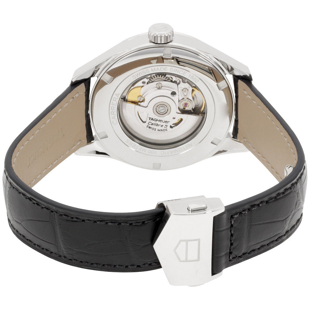  Shop Authentic Tag Heuer Carrera Automatic 41mm Black Dial Black Leather Strap Watch for Men - WAR201A.FC6266 - Luxxuri
