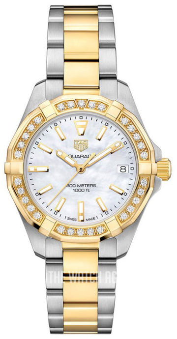  Shop Authentic Tag Heuer Aquaracer Diamonds Mother of Pearl Dial Two Tone Steel Strap Watch for Women - WBD1321.BB0320 - Luxxuri