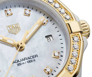  Shop Authentic Tag Heuer Aquaracer Diamonds Mother of Pearl Dial Two Tone Steel Strap Watch for Women - WBD1323.BB0320 - Luxxuri