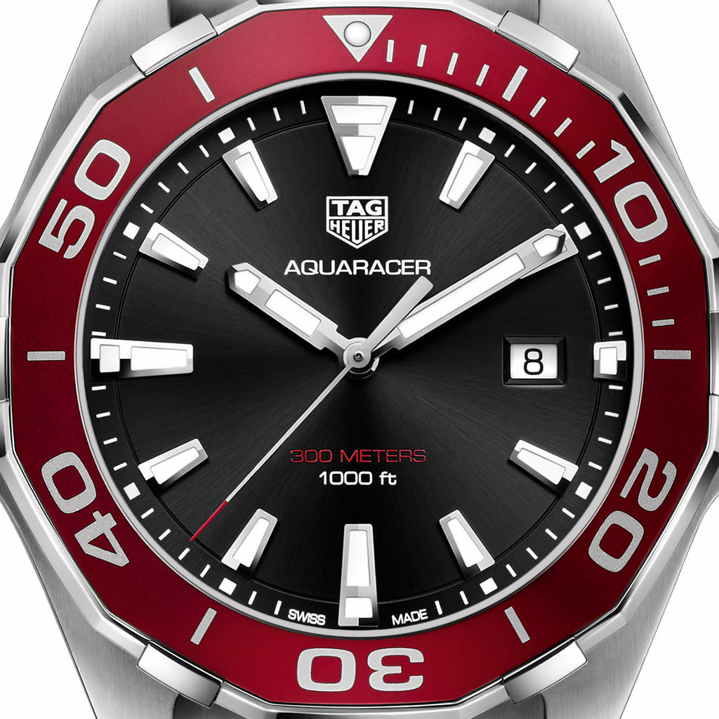  Shop Authentic Tag Heuer Aquaracer Black Dial Silver Steel Strap Watch for Men - WAY101B.BA0746 - Luxxuri