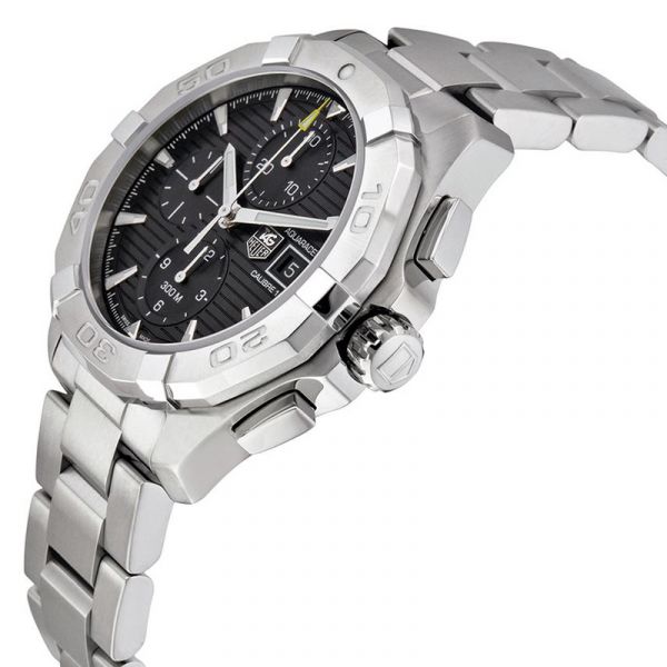  Shop Authentic Tag Heuer Aquaracer Automatic Chronograph Black Dial Silver Steel Strap Watch for Men - CAY2110.BA0927 - Luxxuri