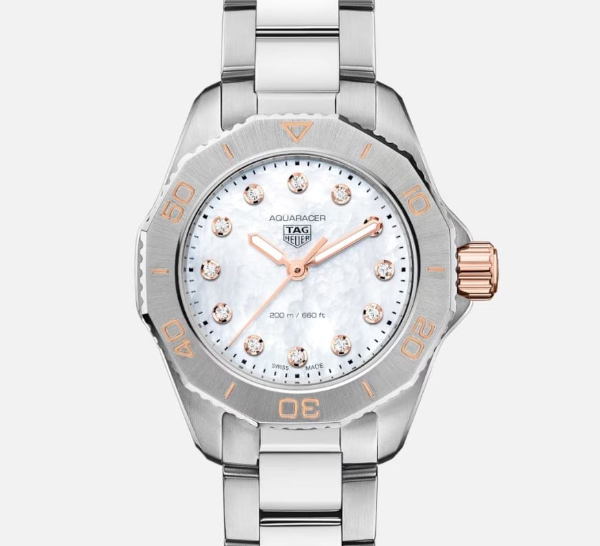  Shop Authentic Tag Heuer Aquaracer Professional 200 Quartz Diamonds White Dial Silver Steel Strap Watch for Women - WBP1450.BA0622 - Luxxuri