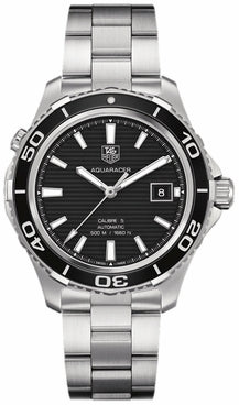  Shop Authentic Tag Heuer Aquaracer Caliber 5 Automatic Black Dial Silver Steel Strap Watch for Men - WAK2110.BA0830 - Luxxuri