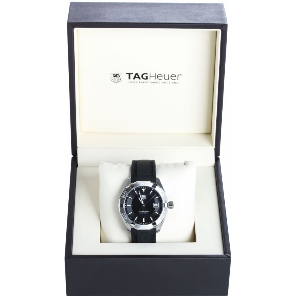  Shop Authentic Tag Heuer Aquaracer Quartz Black Dial Black Rubber Strap Watch for Men - WAY1110.FT8021 - Luxxuri