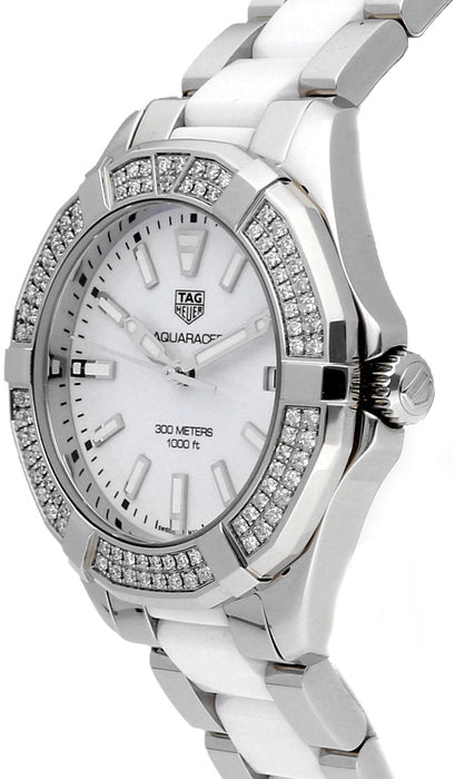  Shop Authentic Tag Heuer Aquaracer Diamonds White Dial Two Tone Steel Strap Watch for Women - WAY131F.BA0914 - Luxxuri