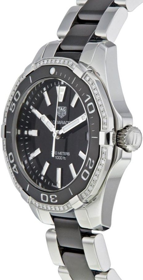  Shop Authentic Tag Heuer Aquaracer Quartz Diamonds Black Dial Two Tone Steel Strap Watch for Women - WAY131G.BA0913 - Luxxuri