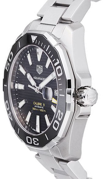  Shop Authentic Tag Heuer Aquaracer Black Dial Silver Steel Strap Strap Watch for Men - WAY201A.BA0927 - Luxxuri