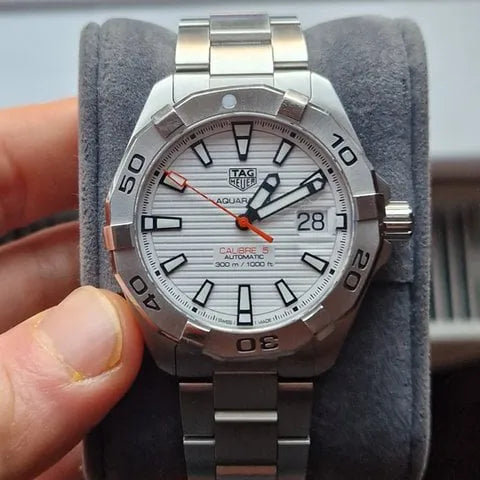  Shop Authentic Tag Heuer Aquaracer Automatic White Dial Silver Steel Strap Watch for Men - WBD2111.BA0928 - Luxxuri