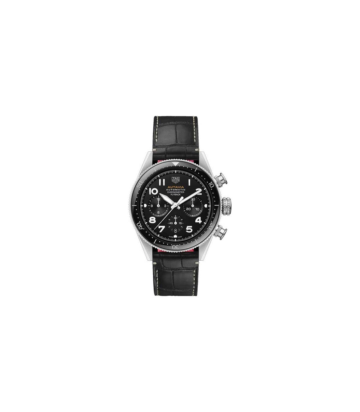  Shop Authentic Tag Heuer Autavia Chronometer Flyback Automatic Chronograph Black Dial Black Leather Strap Watch for Men - CBE511A.FC8279 - Luxxuri