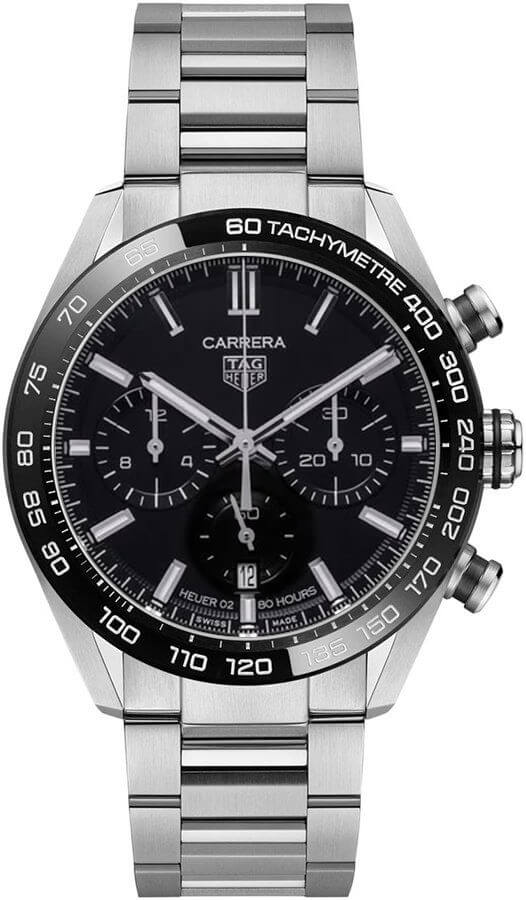  Shop Authentic Tag Heuer Carrera Automatic Chronograph Black Dial Silver Steel Strap Watch for Men - CBN2A1B.BA0643 - Luxxuri