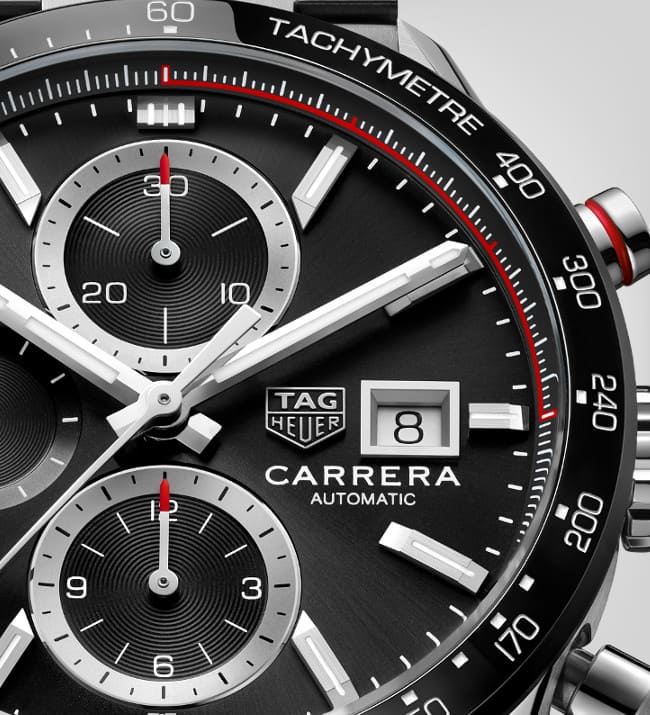  Shop Authentic Tag Heuer Carrera Automatic Chronograph Black Dial Silver Steel Strap Watch for Men - CBM2110.BA0651 - Luxxuri