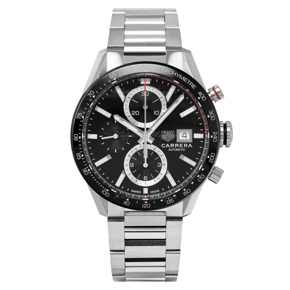  Shop Authentic Tag Heuer Carrera Automatic Chronograph Black Dial Silver Steel Strap Watch for Men - CBM2110.BA0651 - Luxxuri