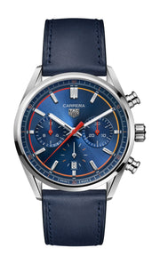  Shop Authentic Tag Heuer Carrera Chronograph Blue Dial Blue Leather Strap Watch for Men - CBN201D.FC6543 - Luxxuri