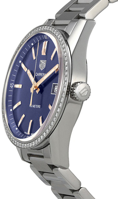  Shop Authentic Tag Heuer Carrera Quartz Diamonds Blue Dial Silver Steel Strap Watch for Women - WAR1114.BA0601 - Luxxuri