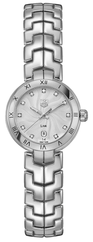  Shop Authentic Tag Heuer Link Diamonds Mother of Pearl Dial Silver Steel Strap Watch for Women - WAT1411.BA0954 - Luxxuri