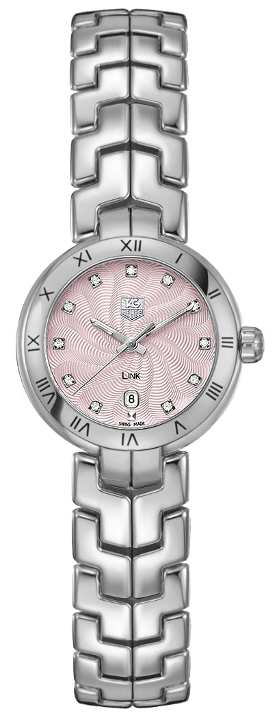  Shop Authentic Tag Heuer Link Diamonds Pink Dial Silver Steel Strap Watch for Women - WAT1415.BA0954 - Luxxuri