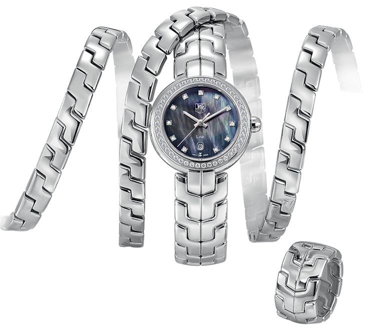  Shop Authentic Tag Heuer Link Trilogy Cameron Diaz Diamonds Mother of Pearl Dial Silver Steel Strap Watch for Women - WAT1419.BA0954 - Luxxuri