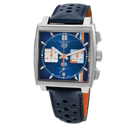  Shop Authentic Tag Heuer Monaco Gulf Automatic Chronograph Blue Dial Blue Leather Strap Watch for Men - CBL2115.FC6494 - Luxxuri