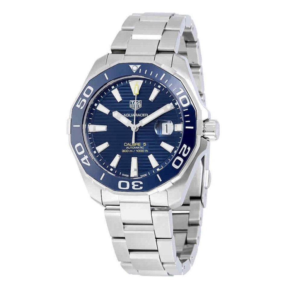  Shop Authentic Tag Heuer Aquaracer Calibre 5 Blue Dial Silver Steel Strap Watch for Men - WAY201B.BA0927 - Luxxuri