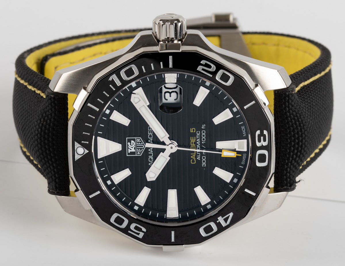  Shop Authentic Tag Heuer Aquaracer Calibre 5 Automatic Black Dial Black Nylon Strap Watch for Men - WAY211A.FC6362 - Luxxuri