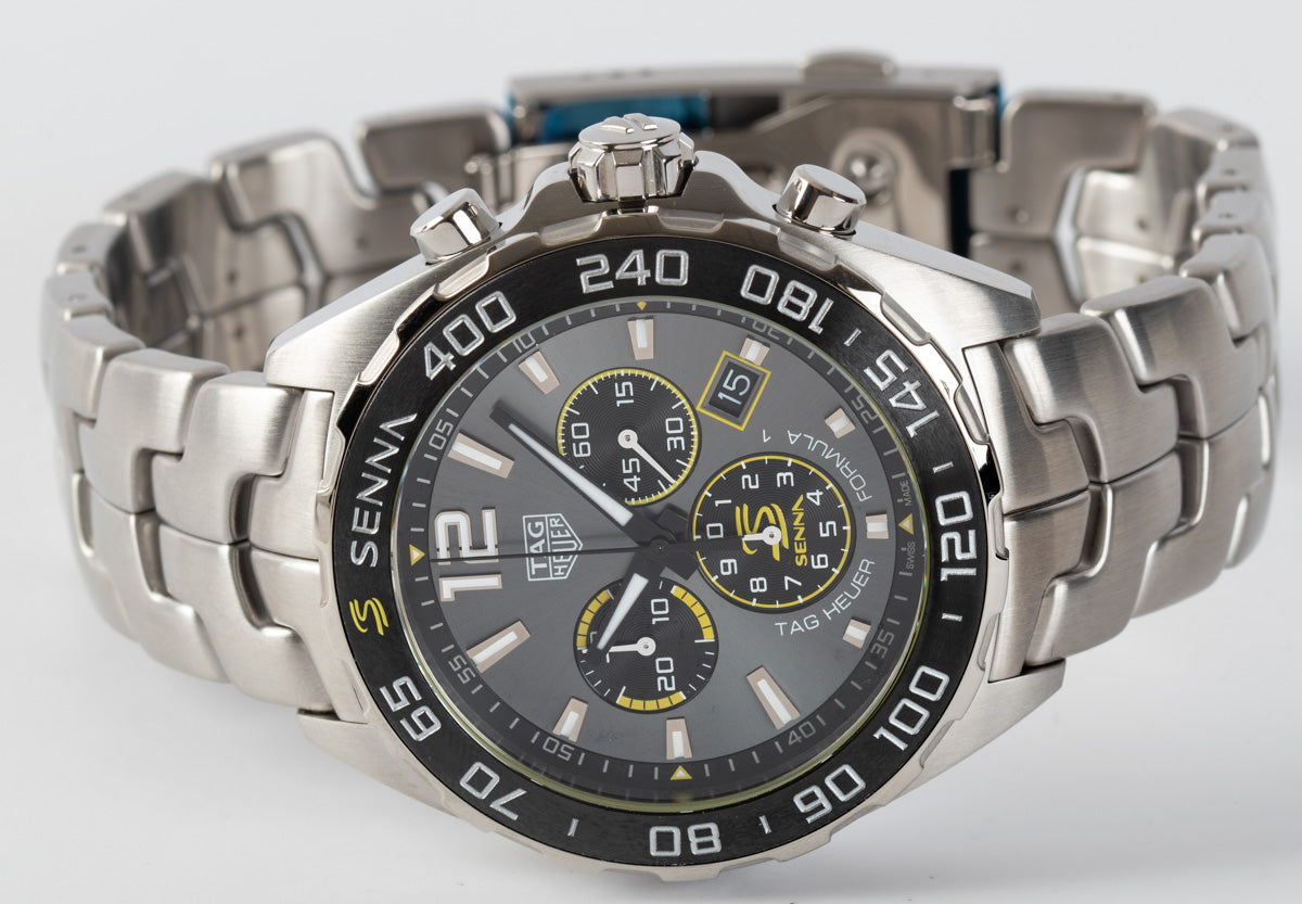  Shop Authentic Tag Heuer Formula 1 Ayrton Senna Special Edition Grey Dial Silver Steel Strap Watch for Men - CAZ101AF.BA0637 - Luxxuri