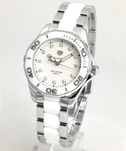  Shop Authentic Tag Heuer Aquaracer Diamonds White Dial Two Tone Steel Strap Watch for Women - WAY131D.BA0914 - Luxxuri
