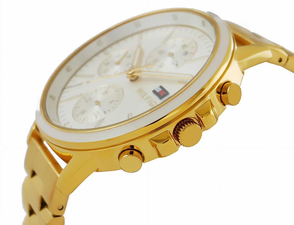  Shop Authentic Tommy Hilfiger Carly White Dial Gold Steel Strap Watch for Women - 1781786 - Luxxuri