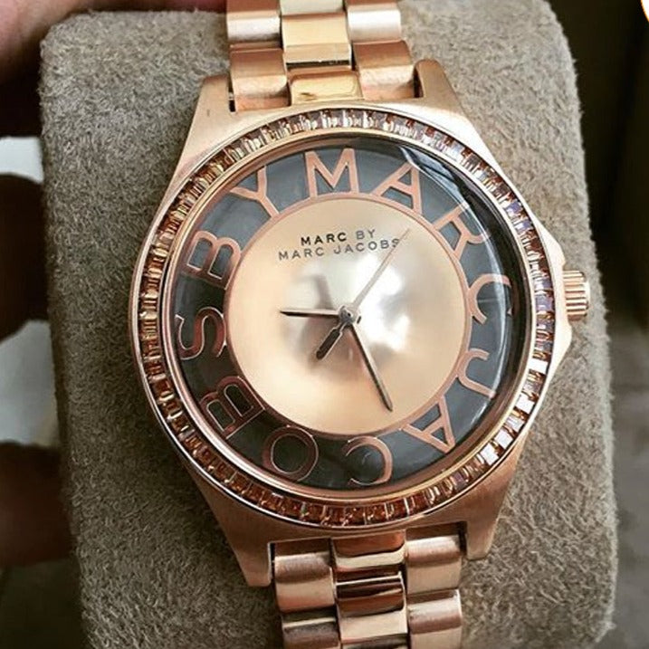  Shop Authentic Marc Jacobs Henry Transparent Rose Gold Dial Rose Gold Steel Strap Watch for Women - MBM3339 - Luxxuri