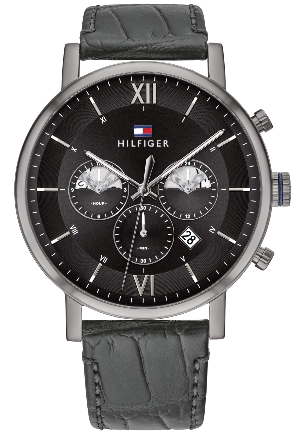  Shop Authentic Tommy Hilfiger Evan Black Dial Black Leather Strap Watch for Men - 1710395 - Luxxuri