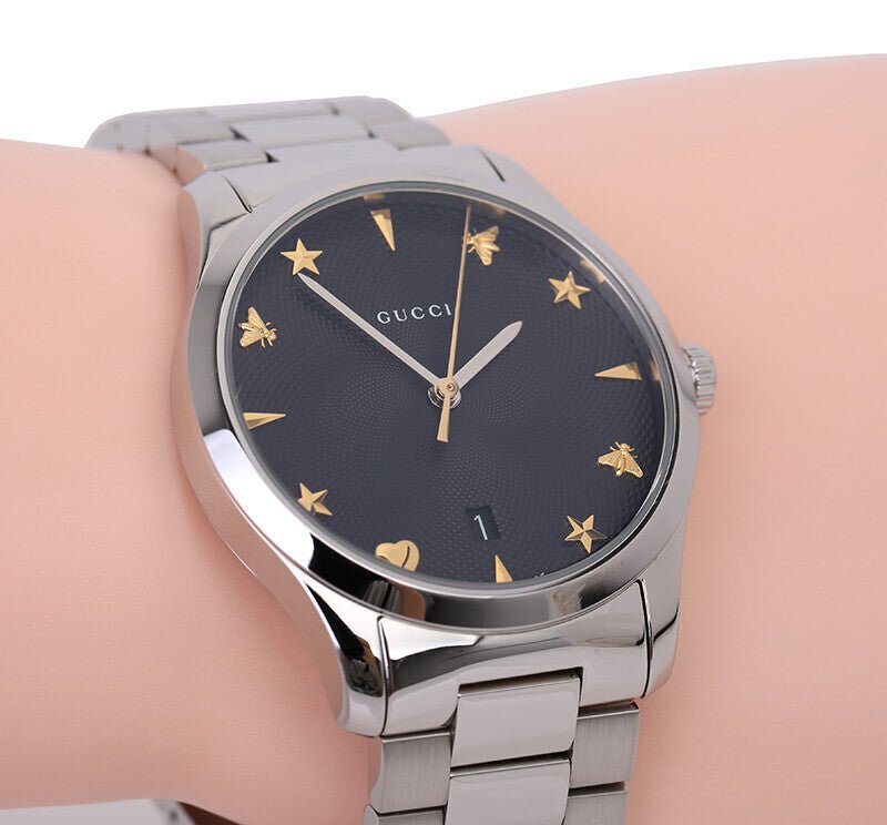  Shop Authentic Gucci G Timeless Black Dial Silver Steel Strap Watch For Women - YA1264029 - Luxxuri