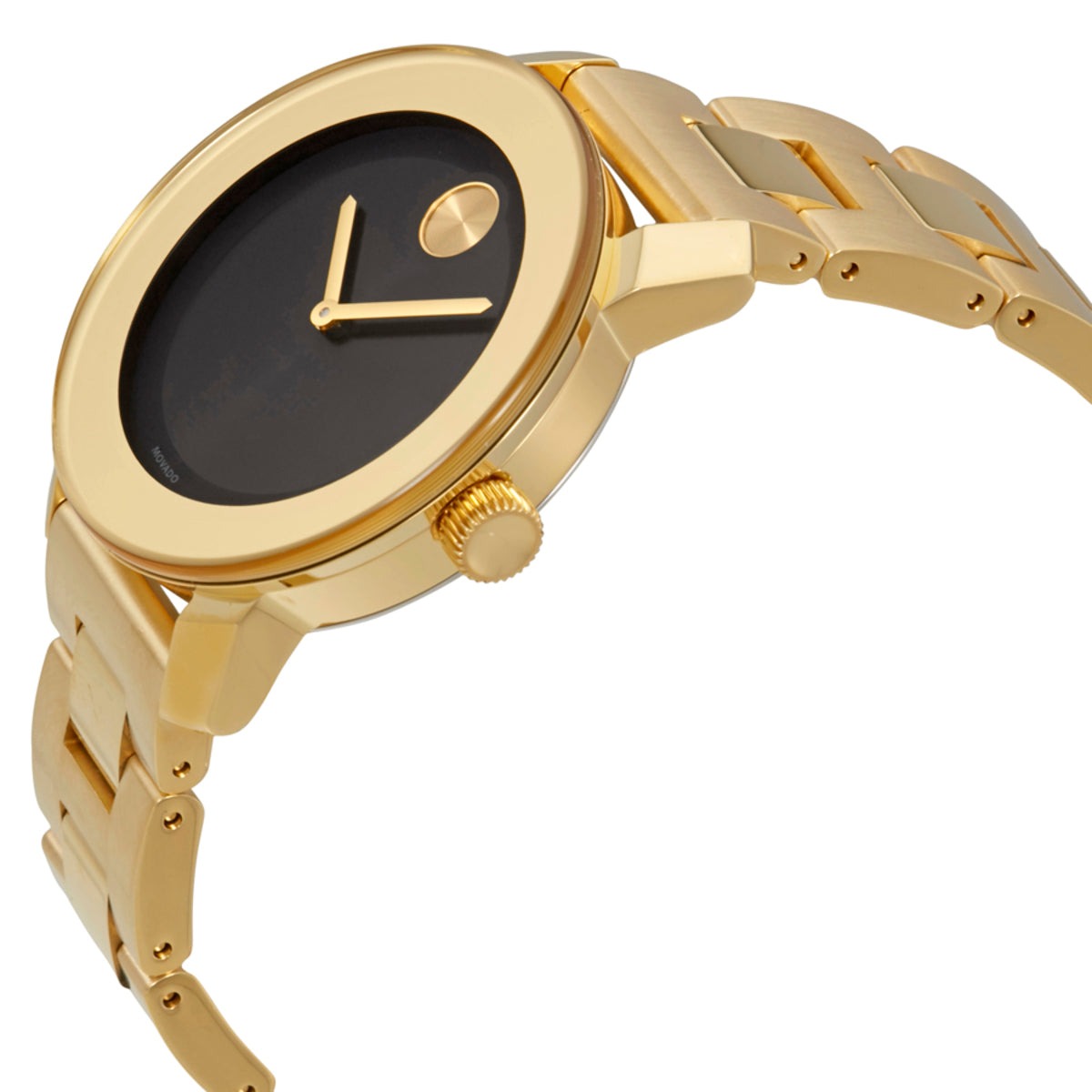  Shop Authentic Movado Bold Black Dial Gold Steel Strap Unisex Watch - 3600397 - Luxxuri