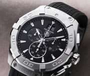  Shop Authentic Tag Heuer Aquaracer Chronograph Black Dial Black Rubber Strap Watch for Men - CAY1110.FT6041 - Luxxuri