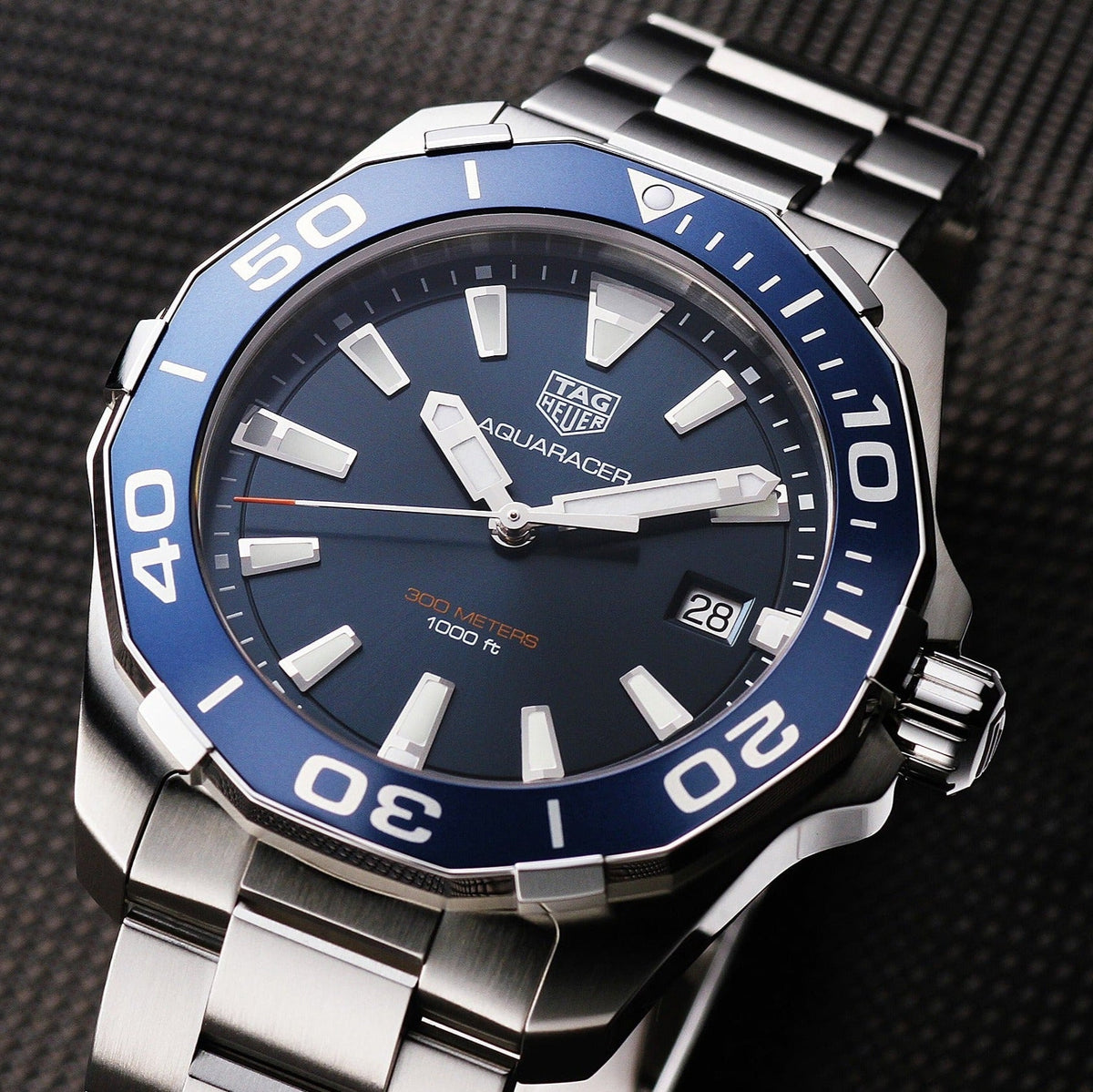  Shop Authentic Tag Heuer Aquaracer Blue Dial Quartz Silver Steel Strap Watch for Men - WAY111C.BA0928 - Luxxuri