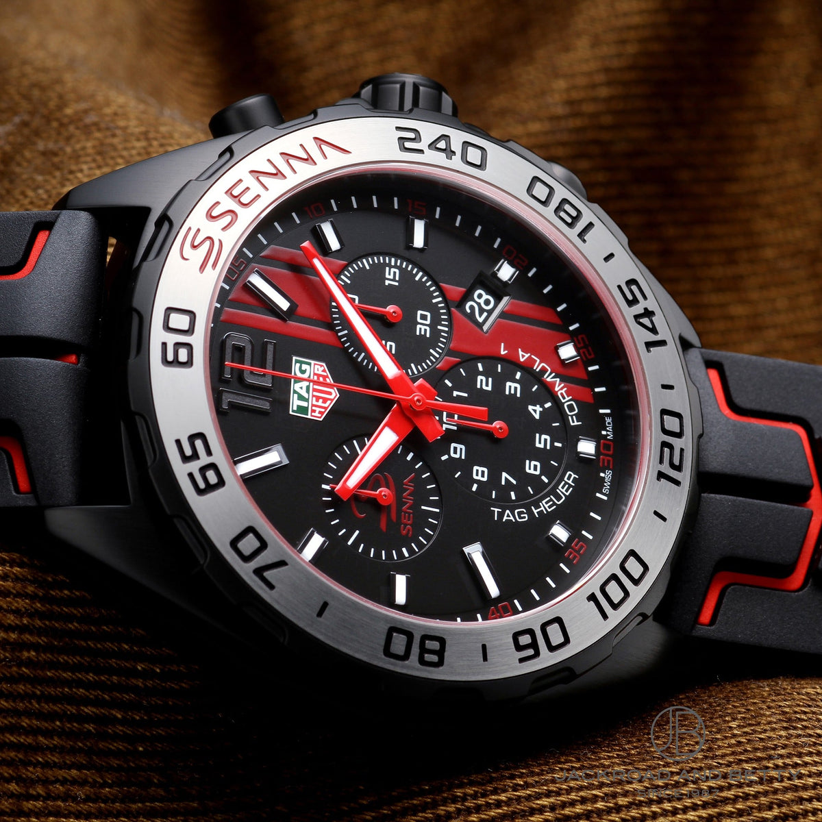  Shop Authentic Tag Heuer Formula 1 Ayrton Senna Limited Edition Black Dial Two Tone Rubber Strap Watch for Men - CAZ1019.FT8027 - Luxxuri