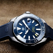  Shop Authentic Tag Heuer Aquaracer Calibre 5 Automatic Blue Dial Blue Rubber Strap Watch for Men - WAY201B.FT6150 - Luxxuri
