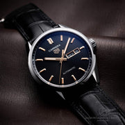  Shop Authentic Tag Heuer Carrera Day Date Black Dial Black Leather Strap Watch for Men - WBN2013.FC6503 - Luxxuri