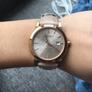  Shop Authentic Burberry The City Beige Dial Beige Leather Strap Watch for Women - BU9207 - Luxxuri