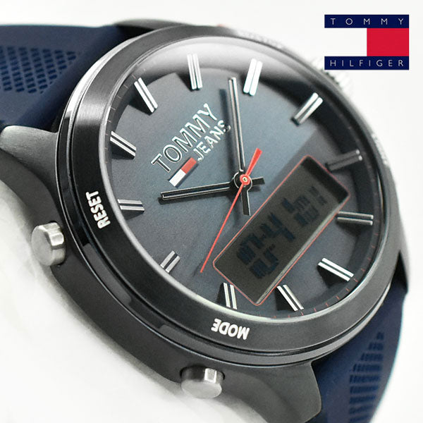 Shop Authentic Tommy Hilfiger Digital Analog Blue Dial Blue Rubber Strap Watch For Men - 1791761 - Luxxuri