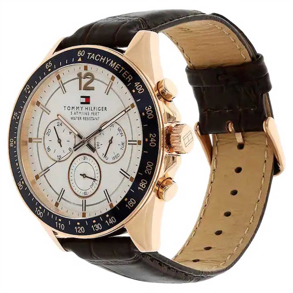  Shop Authentic Tommy Hilfiger Luke Quartz White Dial Brown Leather Strap Watch for Men - 1791118 - Luxxuri
