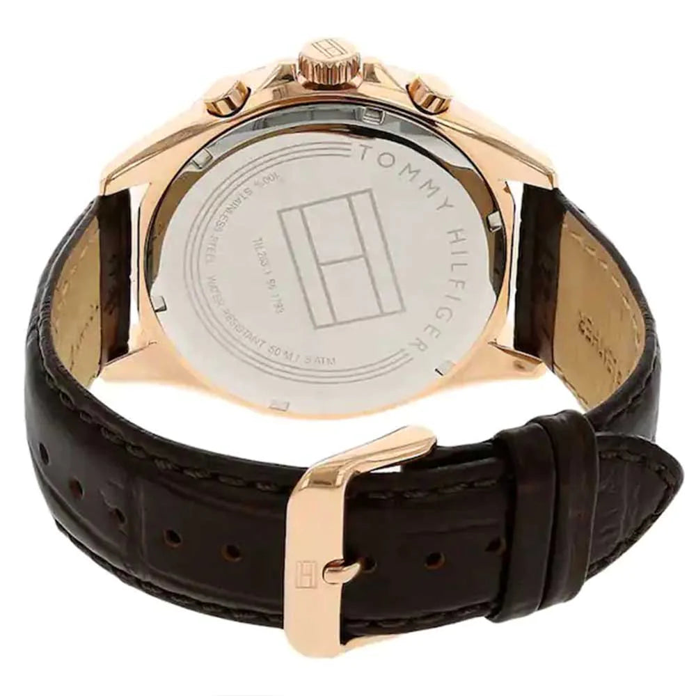  Shop Authentic Tommy Hilfiger Luke Quartz White Dial Brown Leather Strap Watch for Men - 1791118 - Luxxuri