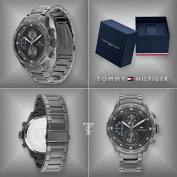  Shop Authentic Tommy Hilfiger Trent Chronograph Grey Dial Grey Steel Strap Watch For Men - 1791806 - Luxxuri
