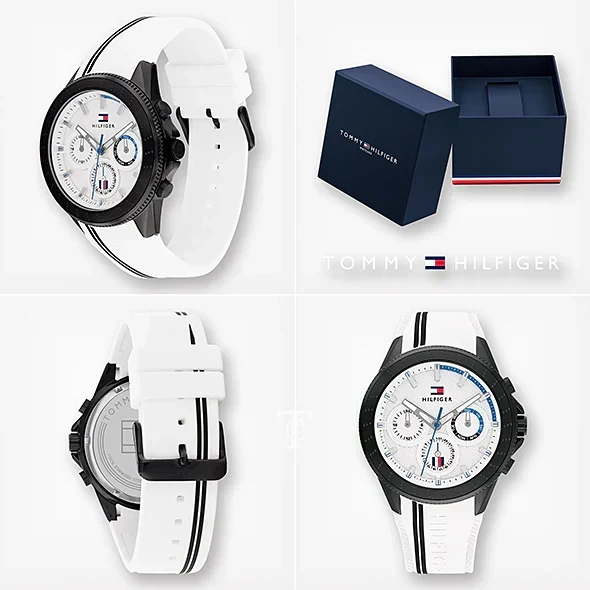  Shop Authentic Tommy Hilfiger Aiden Chronograph White Dial White Rubber Strap Watch For Men - 1791862 - Luxxuri