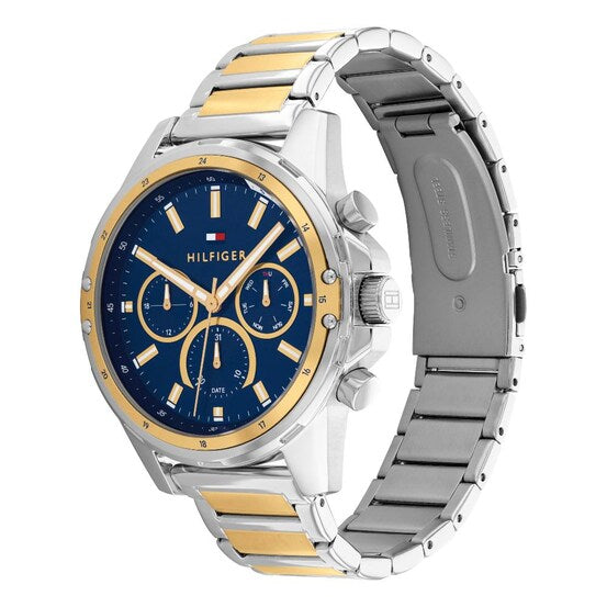  Shop Authentic Tommy Hilfiger Mason Chronograph Blue Dial Two Tone Steel Strap Watch For Men - 1791937 - Luxxuri