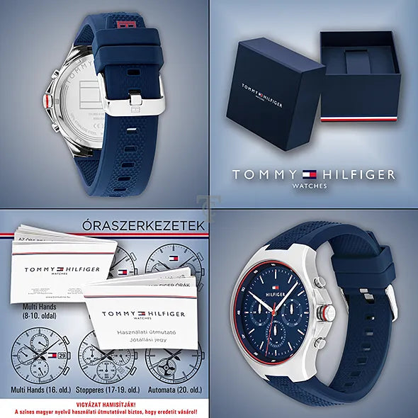  Shop Authentic Tommy Hilfiger Justin Chronograph Blue Dial Blue Rubber Strap Watch for Men - 1792057 - Luxxuri