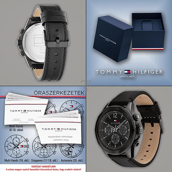  Shop Authentic Tommy Hilfiger Lars Chronograph Black Dial Black Leather Strap Watch For Men - 1792062 - Luxxuri